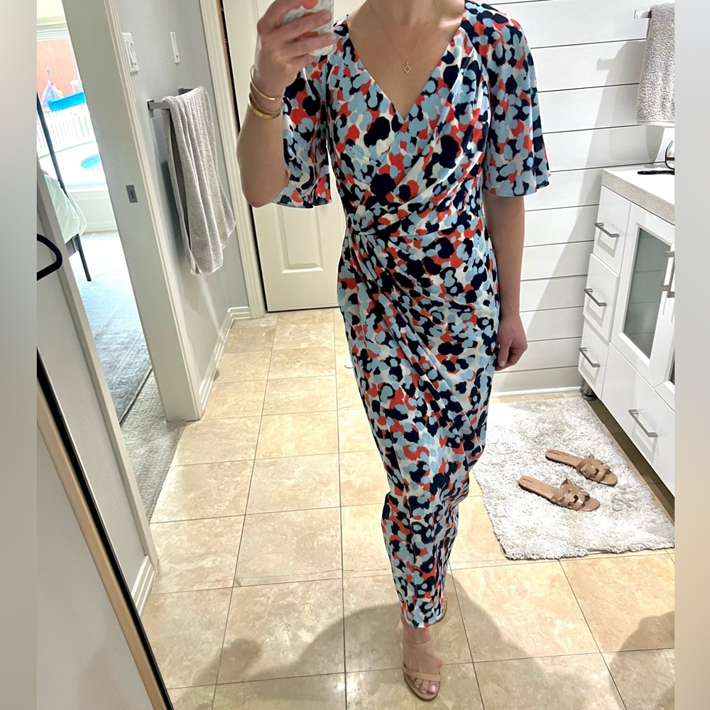 Maggy London Multi-Colored Midi Print Dress